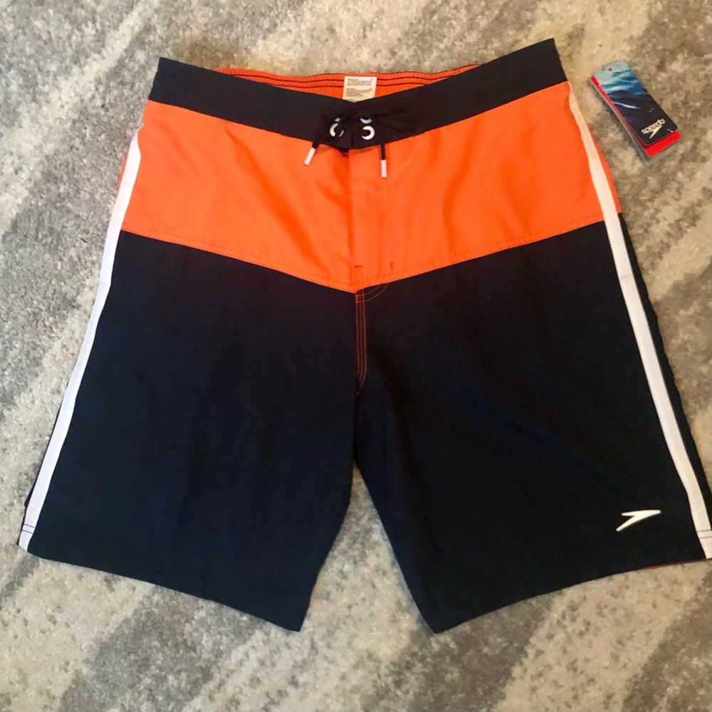 Speedo mens orange & navy boardshorts swimsuit NWT
